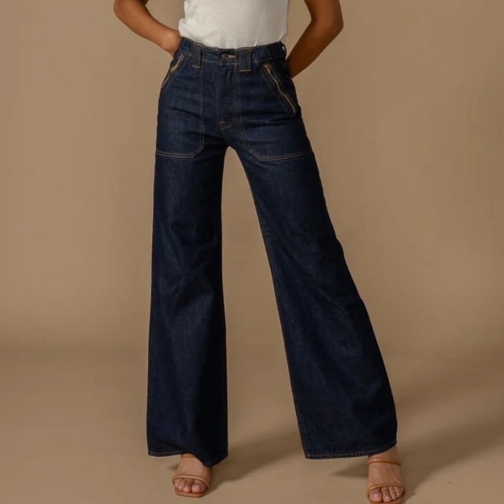 Anthropologie Edwin Rowan High-Rise Wide-Leg Cuffed Jeans Size 30